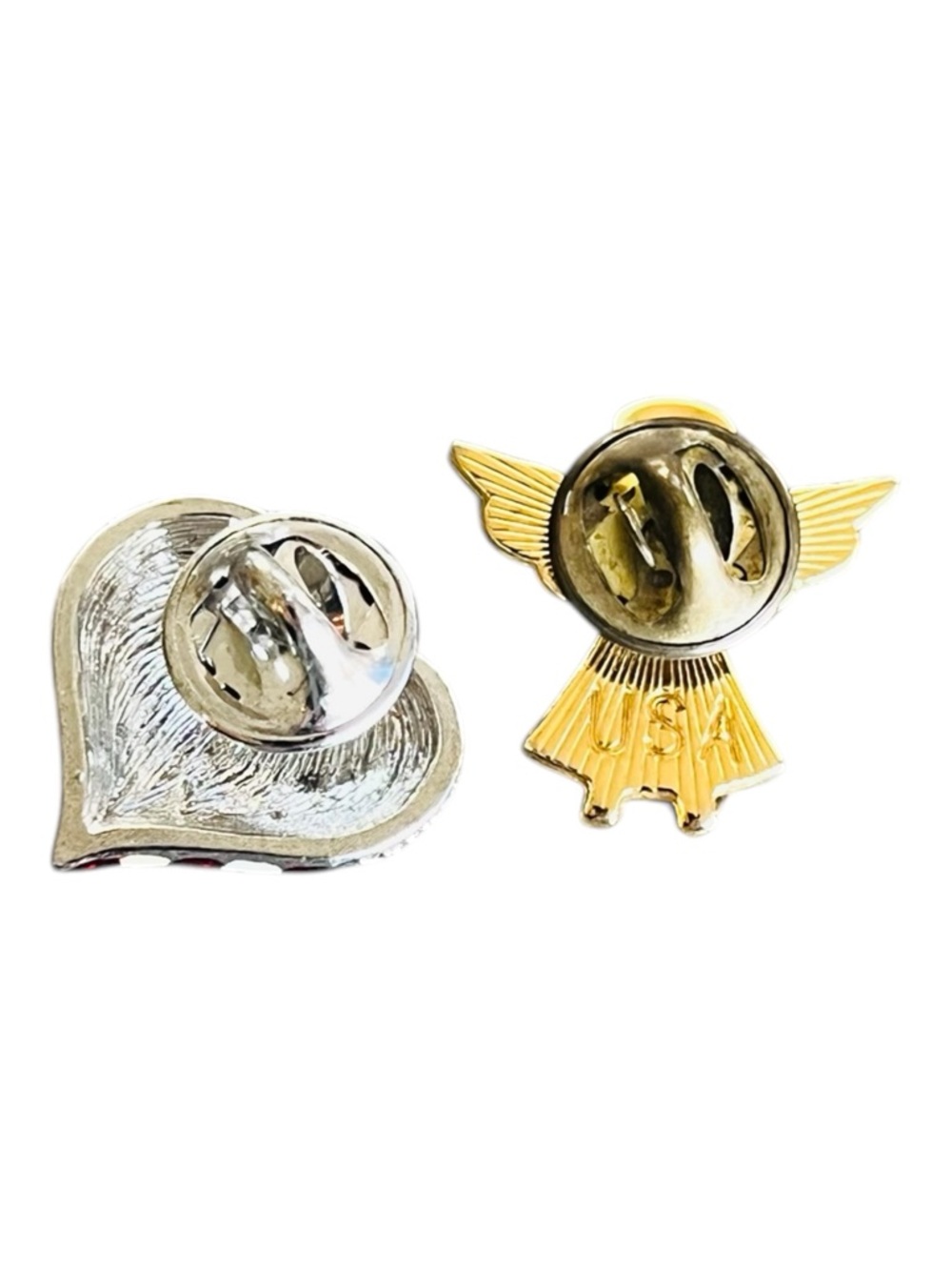 Vintage Americana Tack Pin Duo – Heart & Angel – Red, White & Blue - Picture 2 of 5